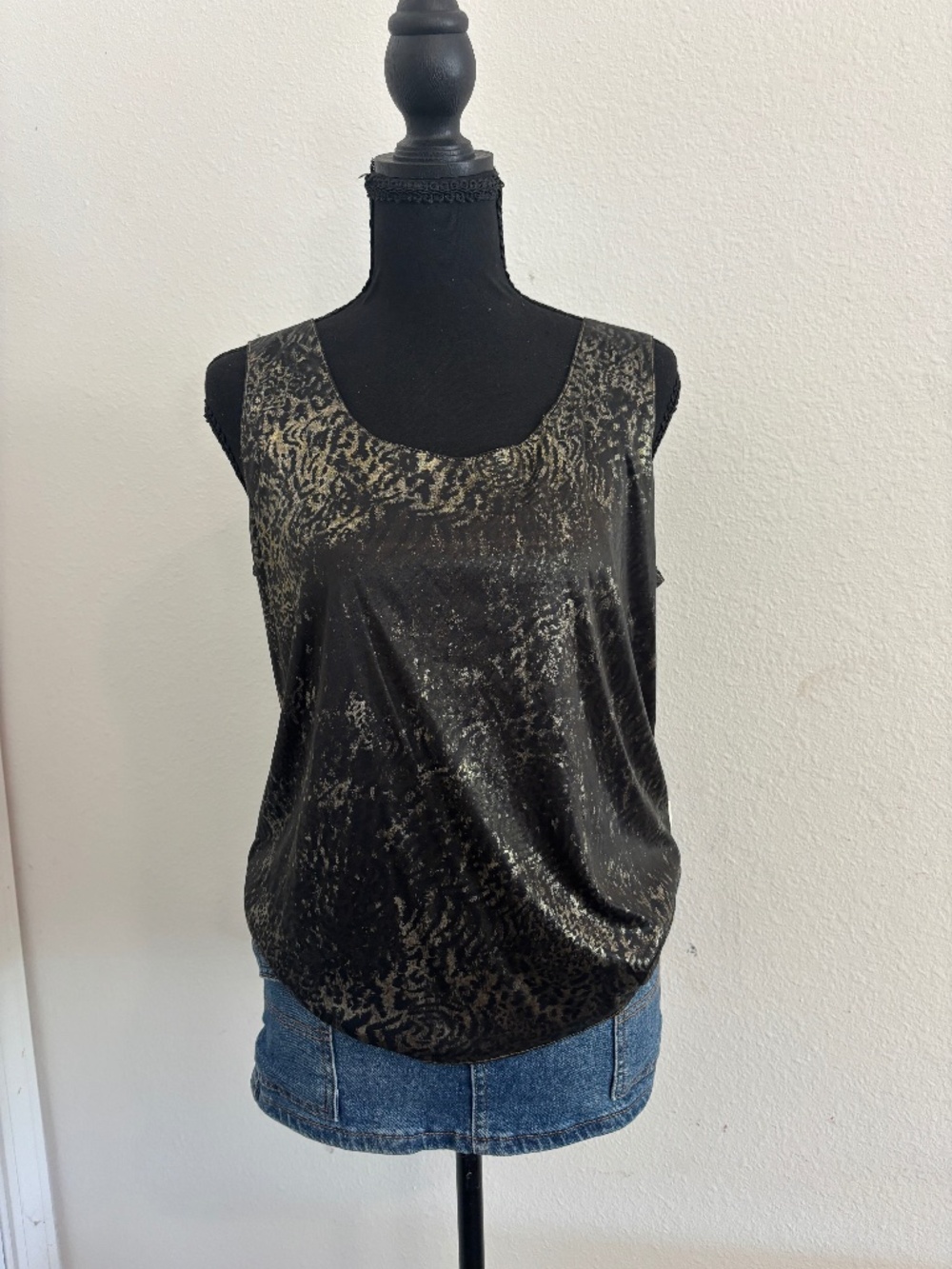 Vintage Notations Reversible Metallic Tank Top